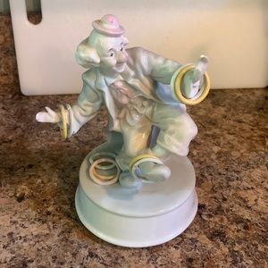 Juggling clown music box figurine